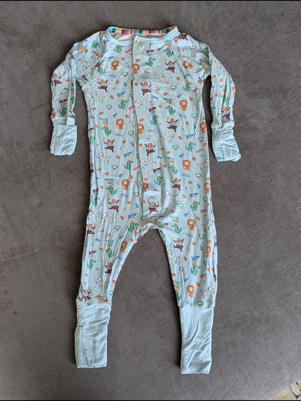 Magnetic Me Convertible Coverall in Light Blue Sports Print | 9-12 Months